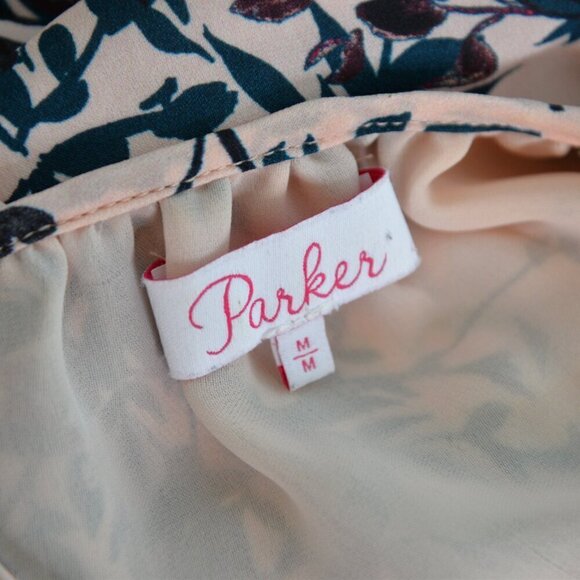 Parker 100% Silk Floral Blouse Sz M - Picture 4 of 7